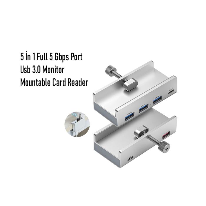 HUB "5 İn 1 Full 5 Gbps Port Usb 3.0 Monitor Mountable Card Reader"