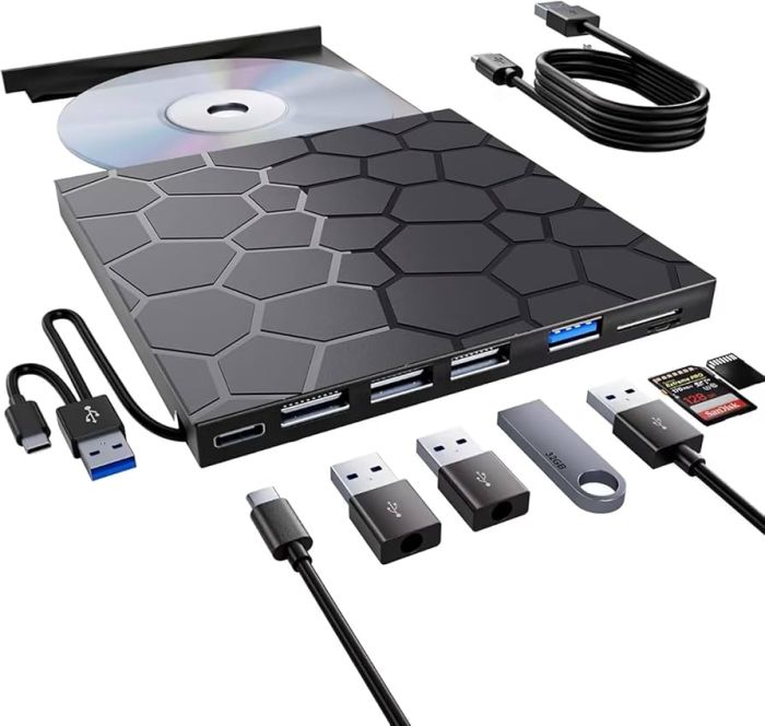 External DVD optical disk driver USB 3.0 + 7 in 1 Converter