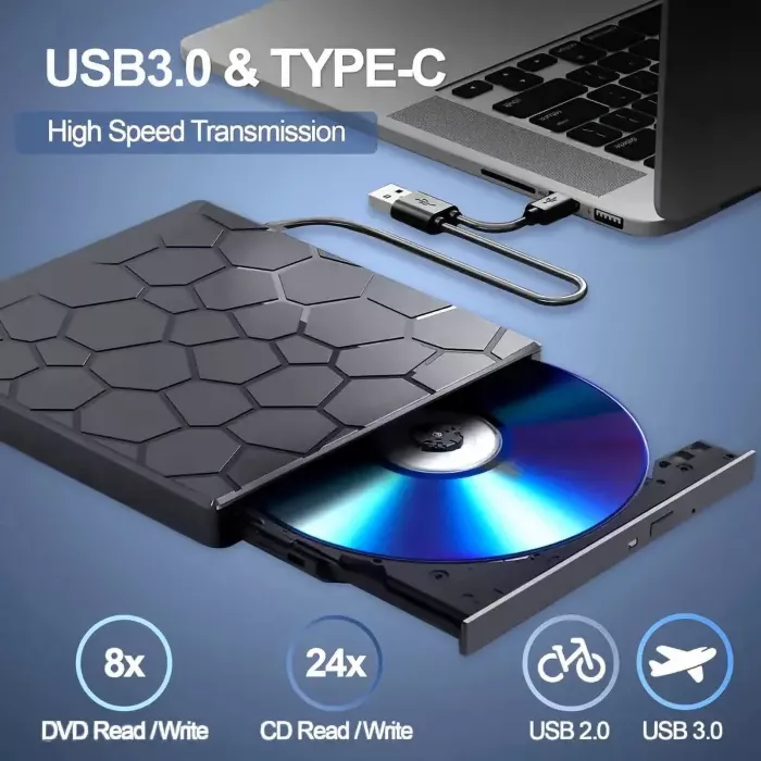 External DVD optical disk driver USB 3.0 + 7 in 1 Converter