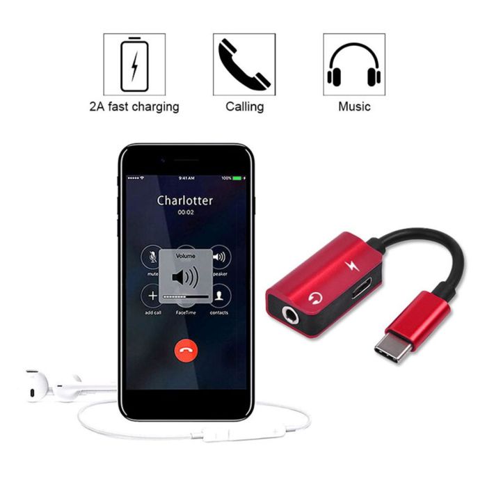 2 in1 Type-C to 3.5mm Qulaqcıq Jack Adaptor/Connector Charger