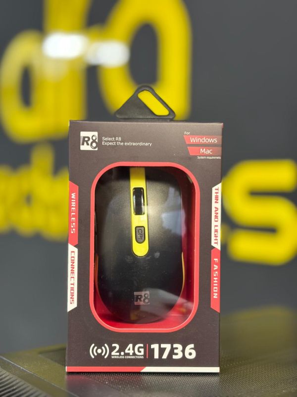 R8 1736 Wireless Mouse Black-Yellow