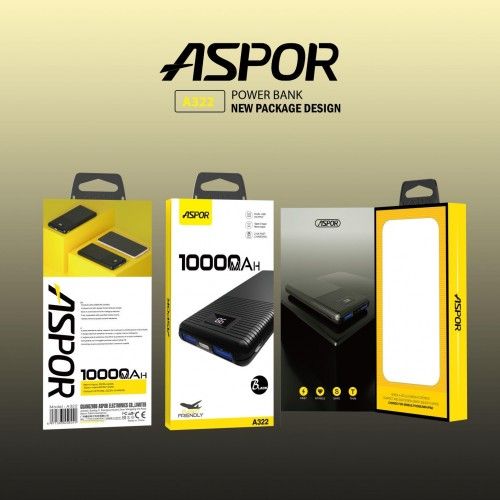Power Bank “Aspor A322 10000 Mah Dual Output Fast Charger”