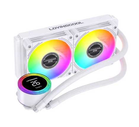 Argb Cpu Kuler " LovingCool LC-W240-T2 240 with Temp. Display (White)"