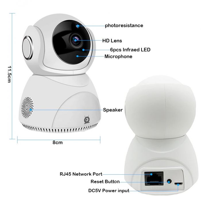 Smart Wifi Camera PTZ Q8-HD 360° təhlükəsizlik kamerası